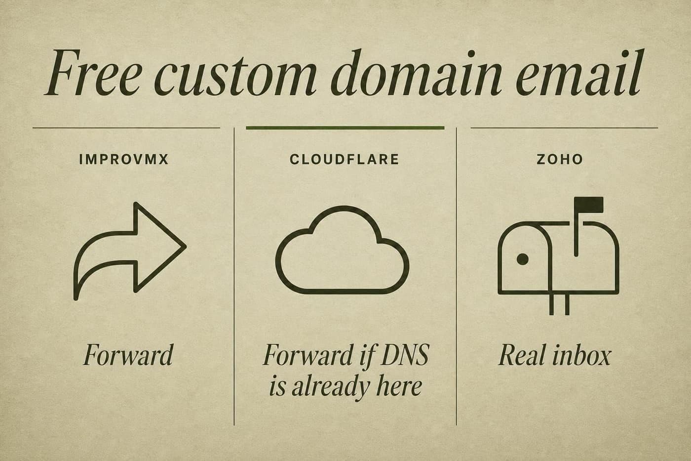 Free Custom Domain Email: ImprovMX vs Cloudflare vs Zoho